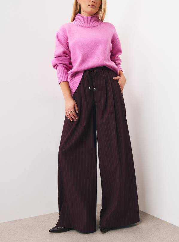 Dark Red Pinstripe Palazzo Trousers 22S